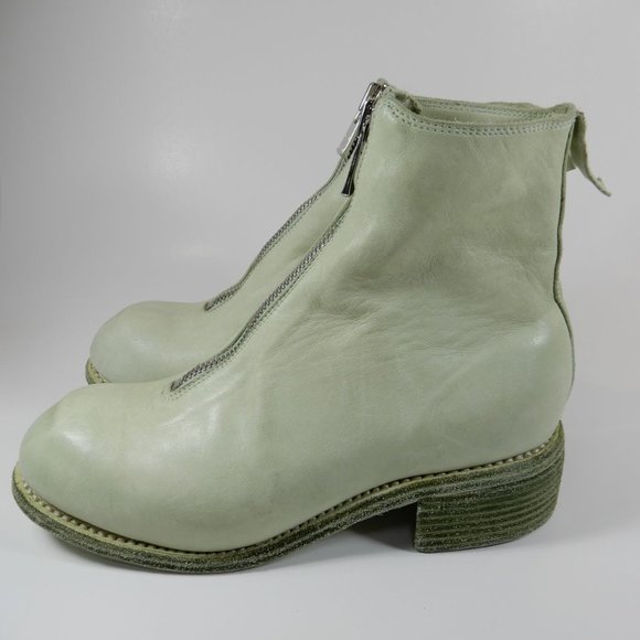 GUIDI Front Zip Ankle BOOTS Size 36 5.5 6 Light Green Horse Leather NEW $1560 - Picture 8 of 16